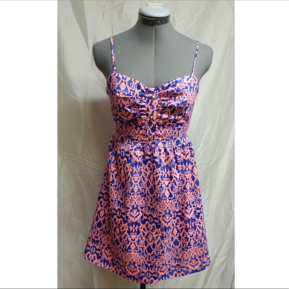 New printed neon pink and blue summer dress